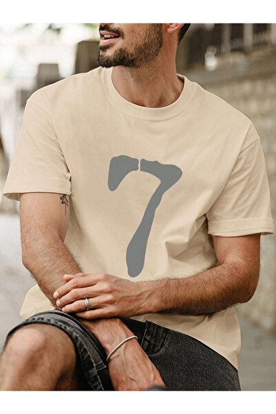 Deocept Ανδρικό μπλουζάκι Oversize με τυπωμένο 7 νούμερο Casual Boyfirend