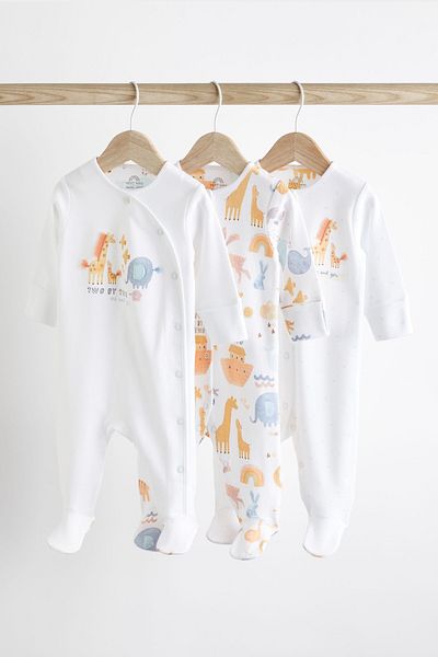 Next Baby White Safari - 100% Cotton 3-Piece Jumpsuit Set