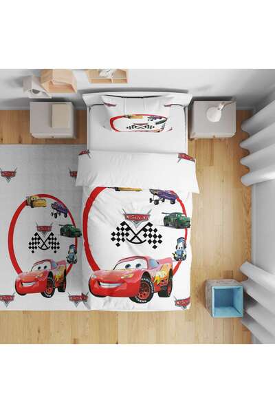 adenkahome İsme Özel,  Şimşek McQueen Desen Tek Kişilik Nevresim Seti