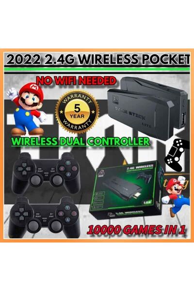 LaraThec 2.4g Kablosuz Çift Kol 2024 Retro Oyunlar 20000 Oyun 4K Game Stick 24