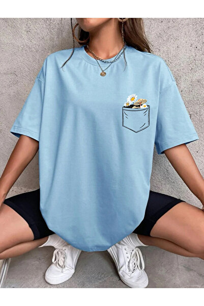 oneagılyazı Tricou oversize cu imprimeu floral