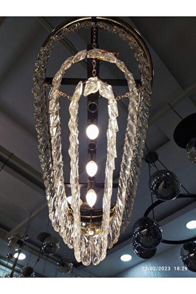 ronisu Galaxy Yemek Masası Kristal Taşlı Avize