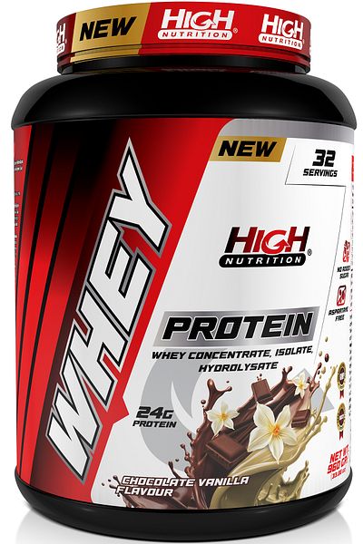 High Nutrition 960g Chocolate Vanilla Flavor Whey Protein - 32 Servings for 24 grams