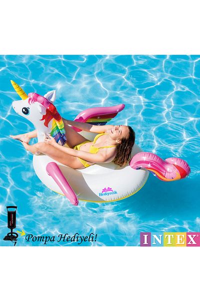 hediyecik Inflatable Unicorn Island Large Size Pool and Sea Bed 201X140X97 cm