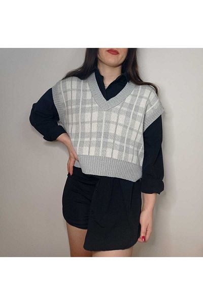 MODA MHE Fashion MH Plaid Gray Stone Crop 45 Cm