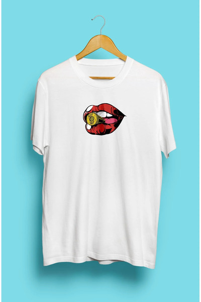 oneagılyazı Tricou alb oversize cu imprimeu Bullet Lip unisex