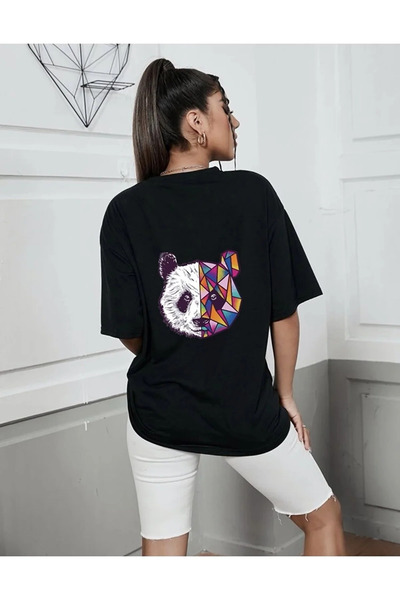 oneagılyazı Tricou oversize unisex cu imprimeu panda colorată