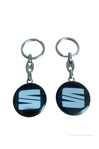 İKTUNING ميدالية مفاتيح معدنية سوداء مع شعار سيات - قطعتين