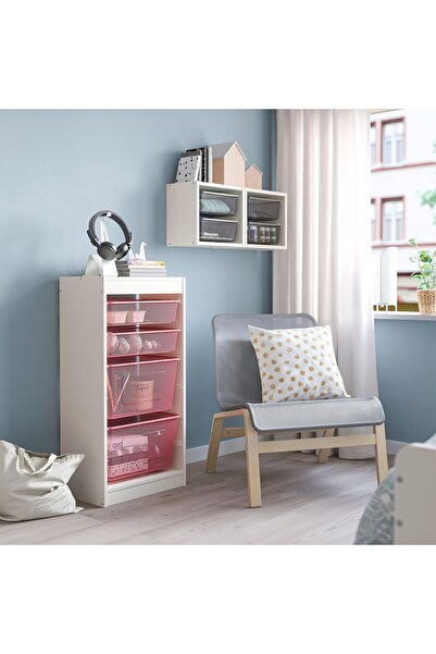 IKEA saklama ünitesi, beyaz-açık kırmızı, 46x30x94 cm