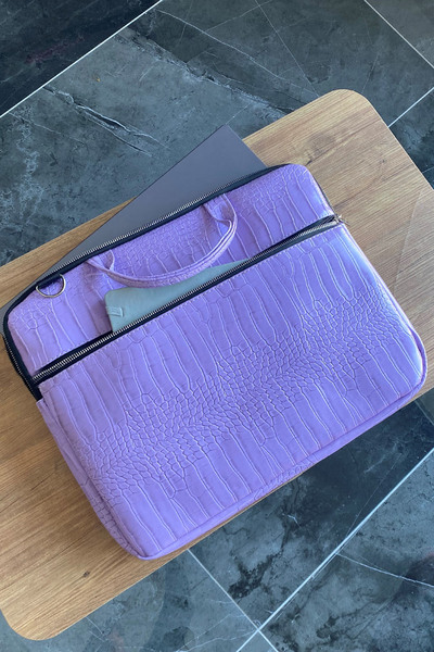 the modawest Μωβ Crocodile Macbook Air Pro 13-14-15,6 ιντσών Αντικραδασμική τσάντα φορητού υπολογιστή