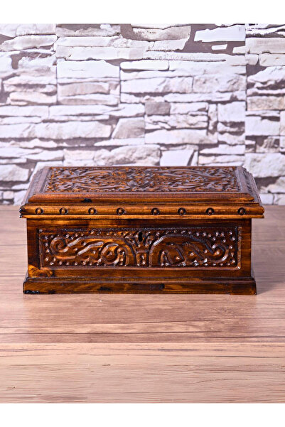 woodage Masif Ahşap Anahtarlı Kilitli Takı Kutusu | Şık ve Zarif Tasarım | Dekoratif Hediyelik Ahşap Kutu