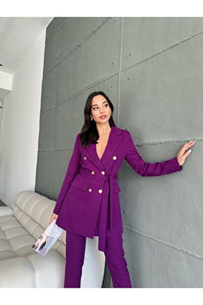 SONREİR Button Detail Tied Jacket Trousers Set