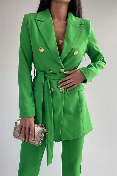 SONREİR BUTTON DETAIL TYING JACKET TROUSERS SUIT
