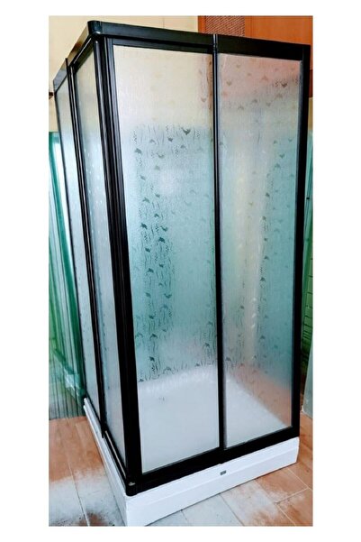 ERİKMANN Siyah Duşkabin Mika Camlı Tekneli 80x80