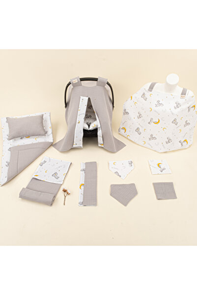 Yunikobaby طقم موسلين 11 قطعة - طقم عربة الأطفال، بطانية، حصيرة حفاضات، طقم م...