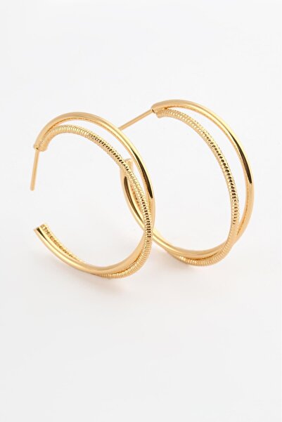 BY DİLEK ÇETİN ACCESSORY حلق ذهبي مزدوج من الفولاذ