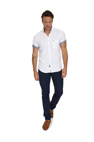 SIR RAYMOND TAILOR GOLF CLUB 1877 Si9810903 - Men's White Regular Fit Comfortable Fit Short Sleeve Shirt