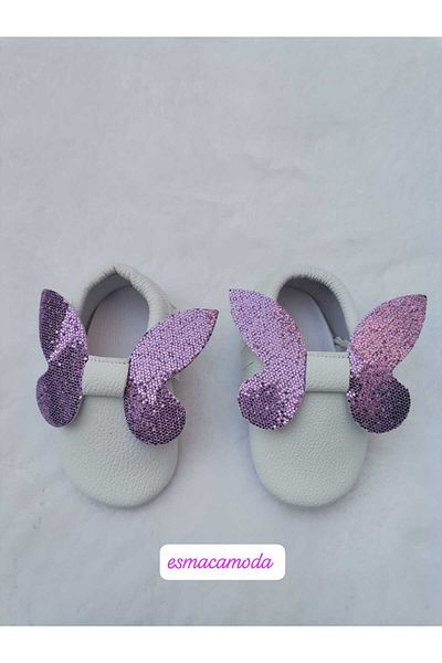 esmacamoda pantofi pentru fetiță cu panglici violet
