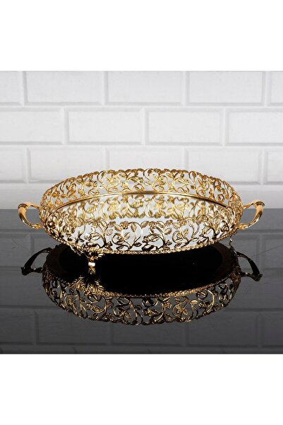 Hinora صينية شوكولاتة ذهبية مقاس 30 سم - هدية خطوبة دائرية ومتوسطة