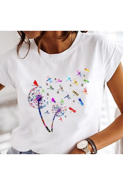 GALASHOP Sukienka damska z nadrukiem Dandelion Watercolor Tops Tee Tshirt Model751