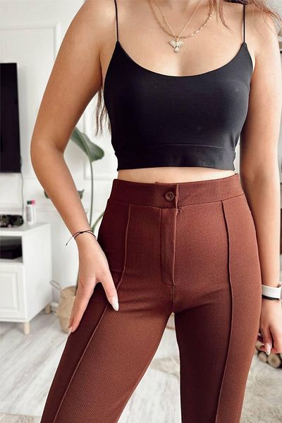 Ded COLLECTION Women's Lycra Buttoned Pants
