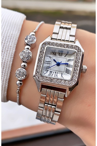 Merand Brand Silver Color Metal Cord Women's Wristwatch with Bracelet Gift