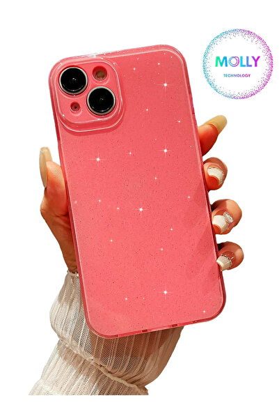Molly iPhone 14 PLUS İçin Pamuk Şeker Berry Simli Parlak Silikon Kılıf
