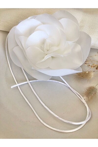 Serashine Kadın Kumaş Çiçek Choker Kolye, Gül Kolye, Bağcıklı Choker Tasma Ko...