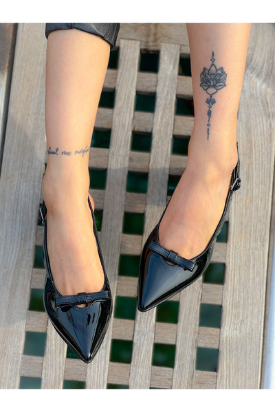 irmona DIYA BLACK SANDALE cu toc cu panglică din piele lăcuită