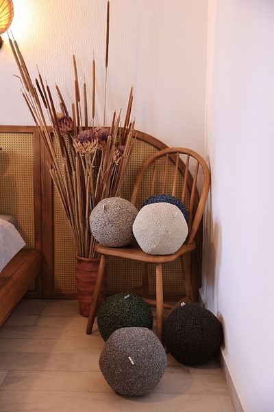 NEEDLE Teddy Ball Ecru Decorative Ball Throw Pillow
