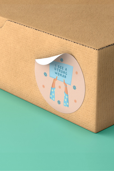 Basic Sense I See A Strong Woman Paketleme Ambalaj Ürün Kargo Sticker Etiketi - 3x3cm 90 Adet - ST2418