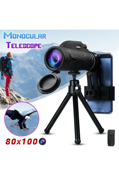 Genel Markalar Siyah 80x Dürbün Ultra Zoom Tek Göz Monoküler Teleskop Telefon...