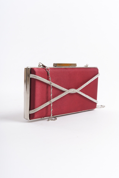 BAKGİY Βραδινό φόρεμα Claret Red Satin Γυναικεία τσάντα Cross Stone BG1123-31...