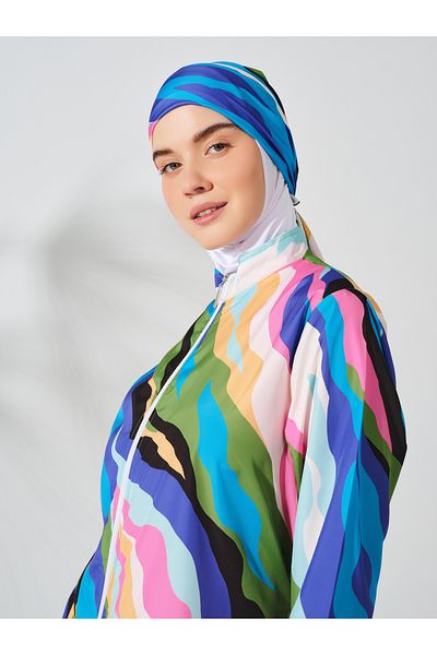 ALFASA Long Wave Patterned Hijab Swimsuit