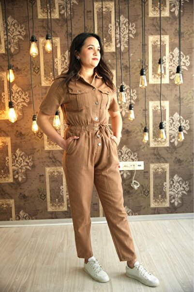 ARV MODA FASHİON THAT İNSPİRES GABARDIN JUMPSUIT WITH ELASTIC BELI