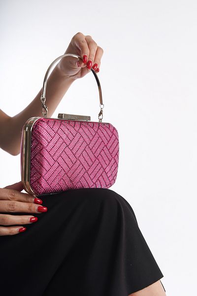 Moda Değirmeni Φούξια γυναικεία πέτρινη βραδινή τσάντα φορέματος BG1175-310-0003