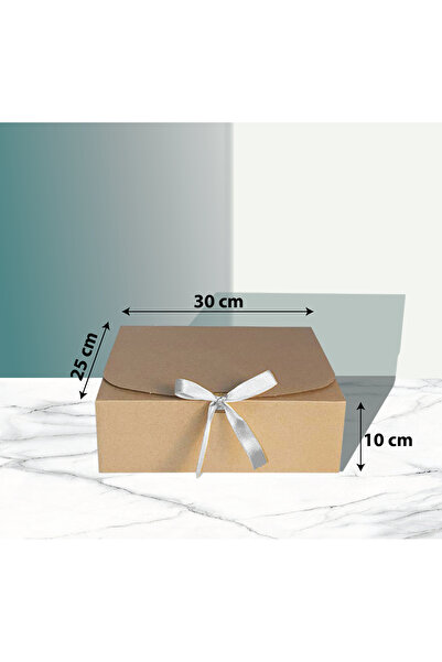 BAŞAK GÜMÜŞ KURDELELİ KRAFT HEDİYE KUTUSU