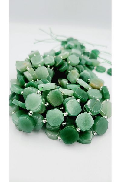 Yüksel Boncuk 15x6 mm Aventurine Parapul Cut Natural Stone String