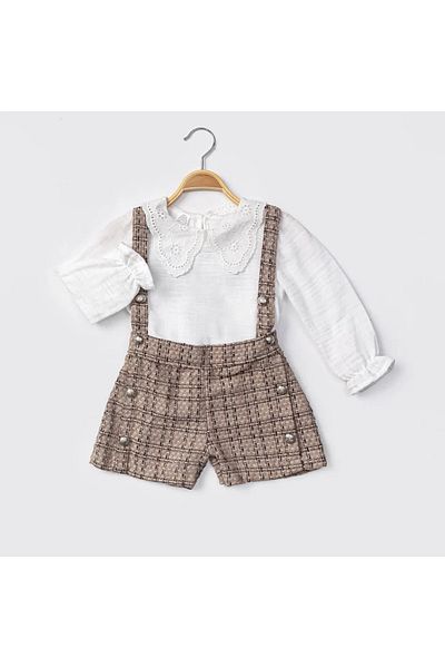 CRAX Σετ κοριτσιών Chanel Glittery Strap Shorts και πουκάμισο