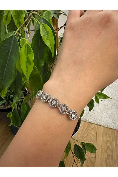 ni aksesuar CIrcle SIlver Colored Steel GlItterIng Elevator Bracelet