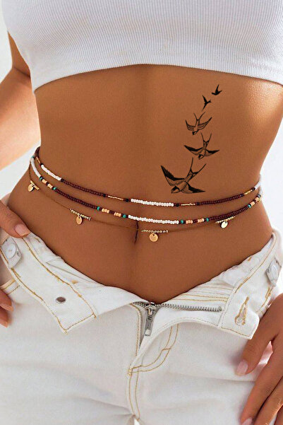 BiWini Kırlangıç Uçan Kuş Göbek Göğüsarası Sırt Bacak Kasık Geçici Dövme Tattoo