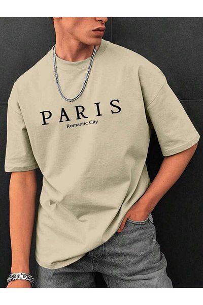AFROGİYİM Μπλουζάκι Unisex Paris Romantic City με στάμπα Oversize