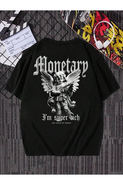 AFROGİYİM Μπλουζάκι Unisex Monetary Back Printed Oversize