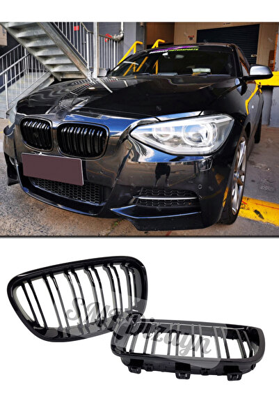 SML Dizayn Bmw F20 Ön Panjur 2011-2014 Çift Çizgi Parlak Siyah Plastik F20 Ön...