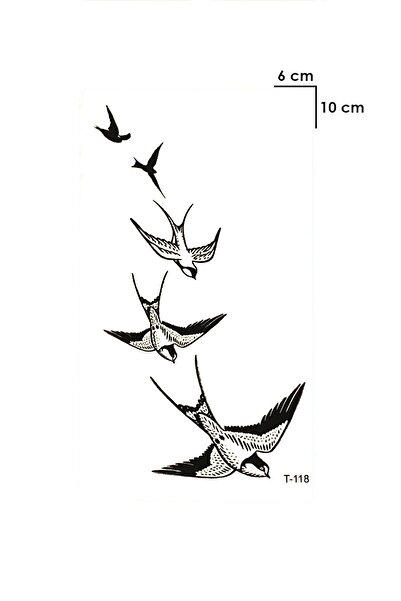 BiWini Kırlangıç Uçan Kuş Göbek Göğüsarası Sırt Bacak Kasık Geçici Dövme Tattoo