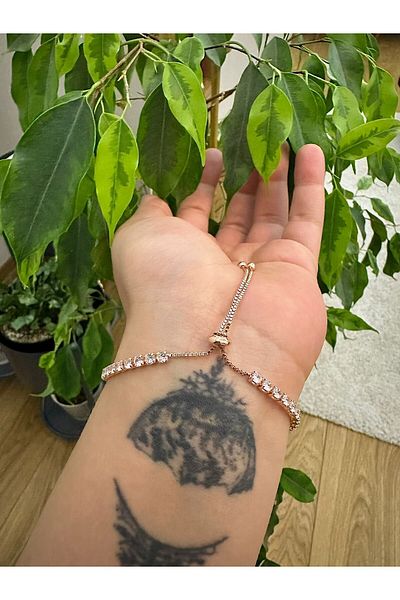 ni aksesuar Zircon Gold Rose Elevator Bracelet - Non-tarnish Steel Cubic