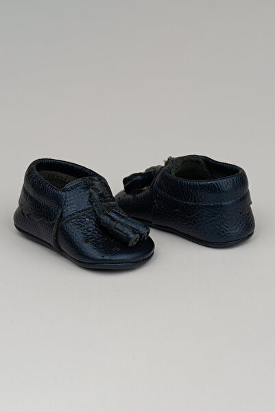 Deriza Tasseled Genuine Leather Baby Moccasin Navy Blue