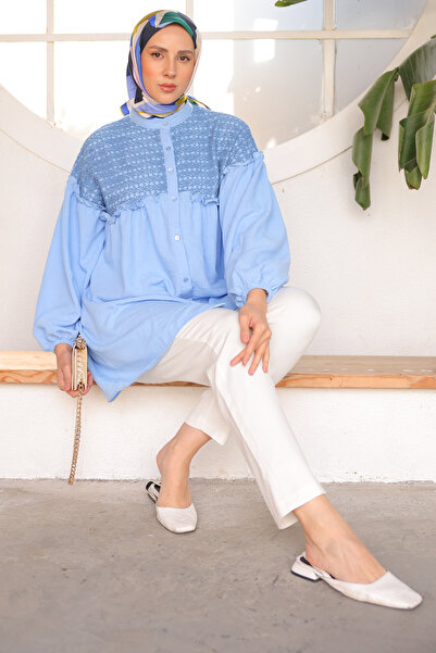 benguen Πλεκτό πουκάμισο με σχέδια 2028 Μπλε