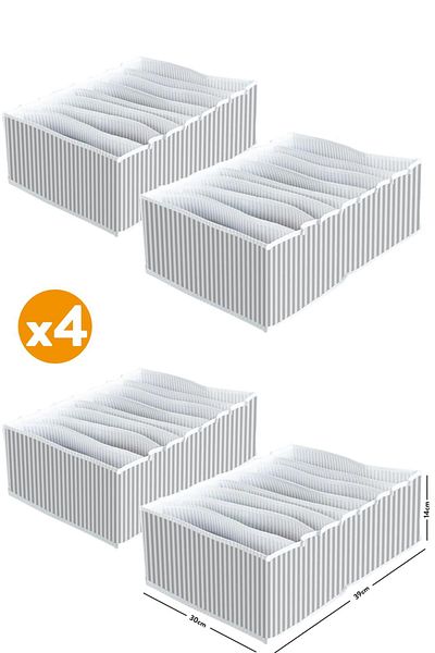 ESTİ 4 Pieces - 8 Compartment Drawer Accordion Organizer - XLarge 30x39x14 cm