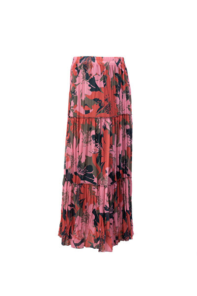 Oppland Γυναικεία φούστα σιφόν με επένδυση Premium Φύλλα με μοτίβο ελαστική μέση Άνετη κοπή